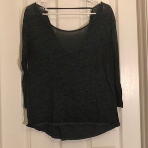green and black burnout quarter sleeve top